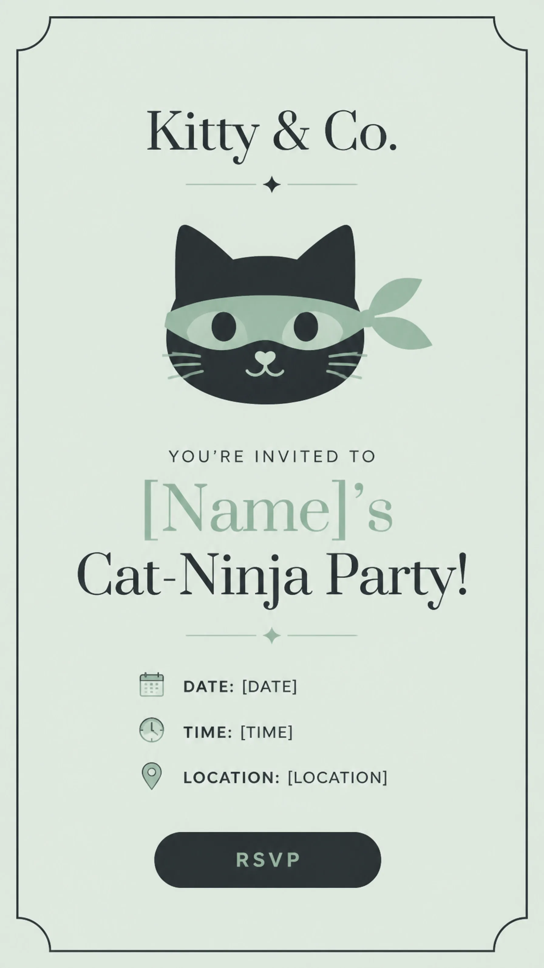 Cat-Ninja invitation design